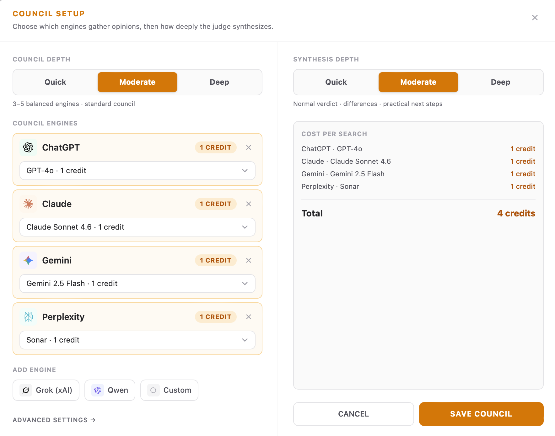 Moderate Council setup in SearchCouncil